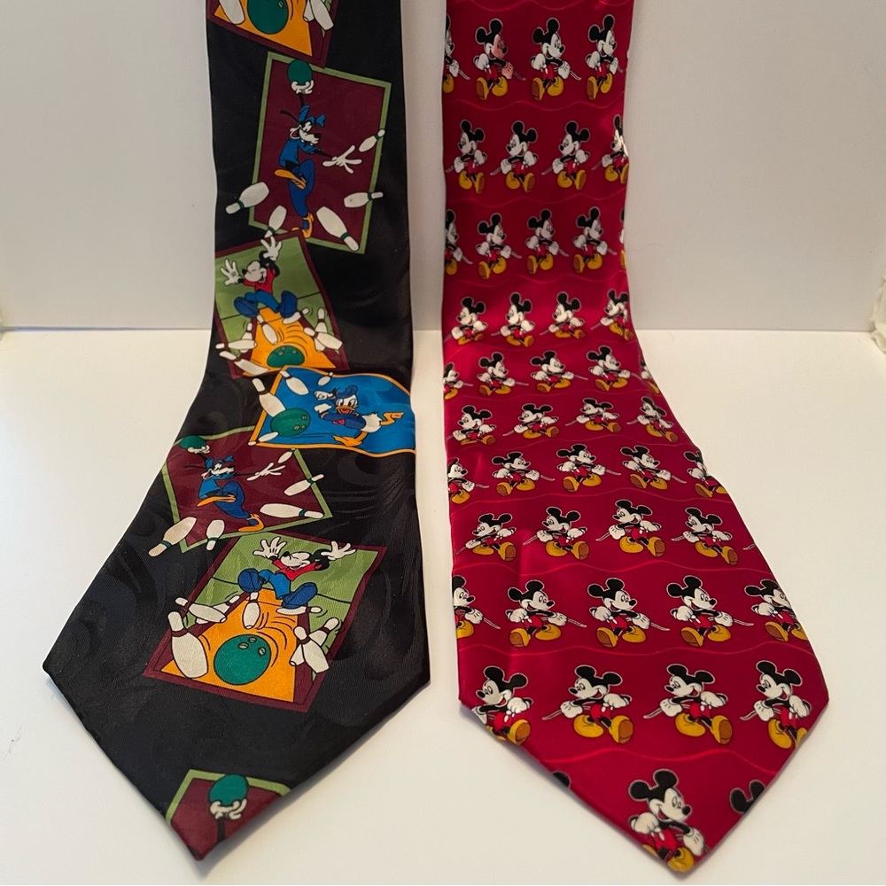 Lot Of 2 Mickey Unlimited Ties 1 Polyester And 1 Silk